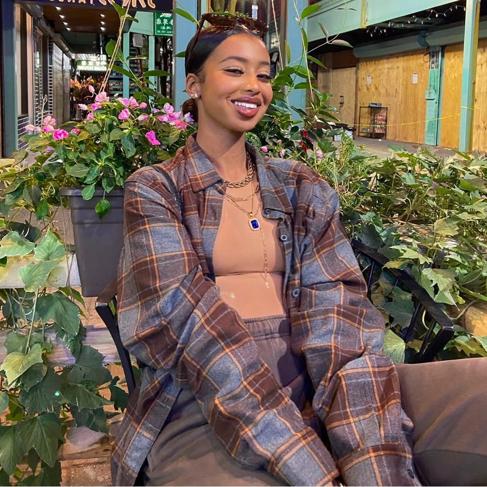 Brown Plaid Oversized Flannel Shirt
